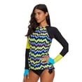 thumbnail image 4 of Conjunto de tankini de natación atlético de manga larga para mujer - Amarillo, 4 of 6