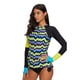 thumbnail image 4 of Conjunto de tankini de natación atlético de manga larga para mujer - Amarillo, 4 of 6