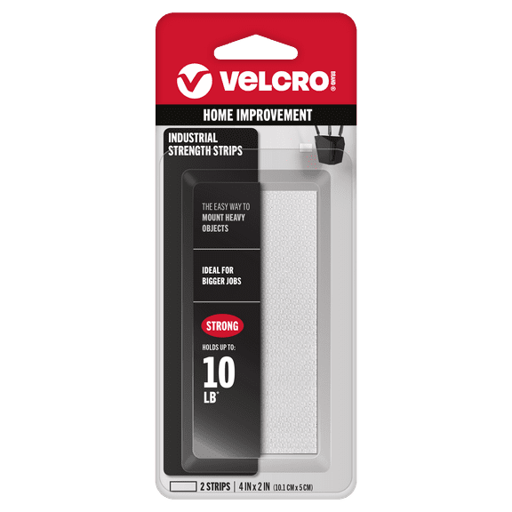 VELCRO Brand Industrial Strength Hook & Loop Fasteners Stick-On Adhesive | Holds up to 10 lbs on Smooth Surfaces | Indoor Outdoor Use, Strips, 2 Sets, 9020, 4in x 2in Size (2pk)