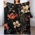 thumbnail image 4 of Black Modern Botanical Elegant Contemporary Blanket French Vintage Euro Style Soft Throw Blanket 30"x40" Flannel Fleece Throw Blanket for Couch Bed Decor Holiday Blanket, 4 of 6