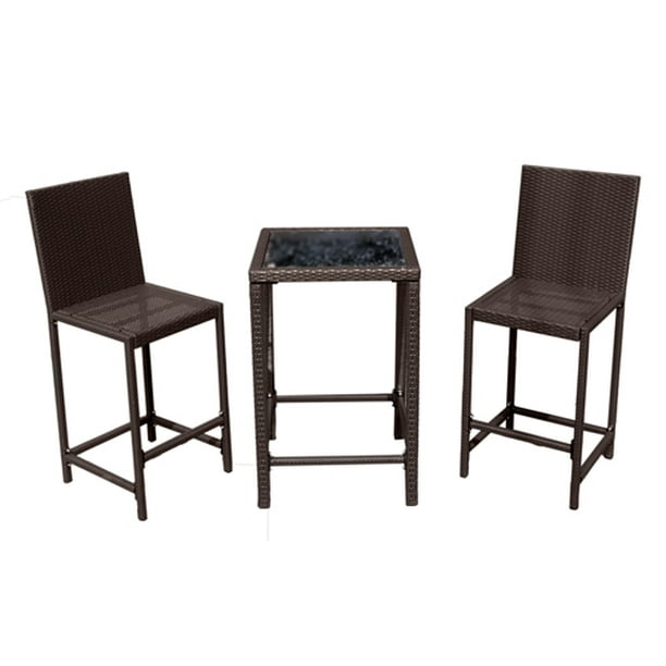 Az Patio Heaters Bar Height Bistro Set In Dark Brown Wicker Com Az Patio Heaters Bar Height Bistro, Patio Bar Height Bistro Set