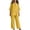 A Yellow, variant on 2 Piece Sets for Women Summer Ndbuld Women’s Fashion Pinstripe V- Neck Short Sleeve Elastic Waist Pocket Long Pants Sets Red S