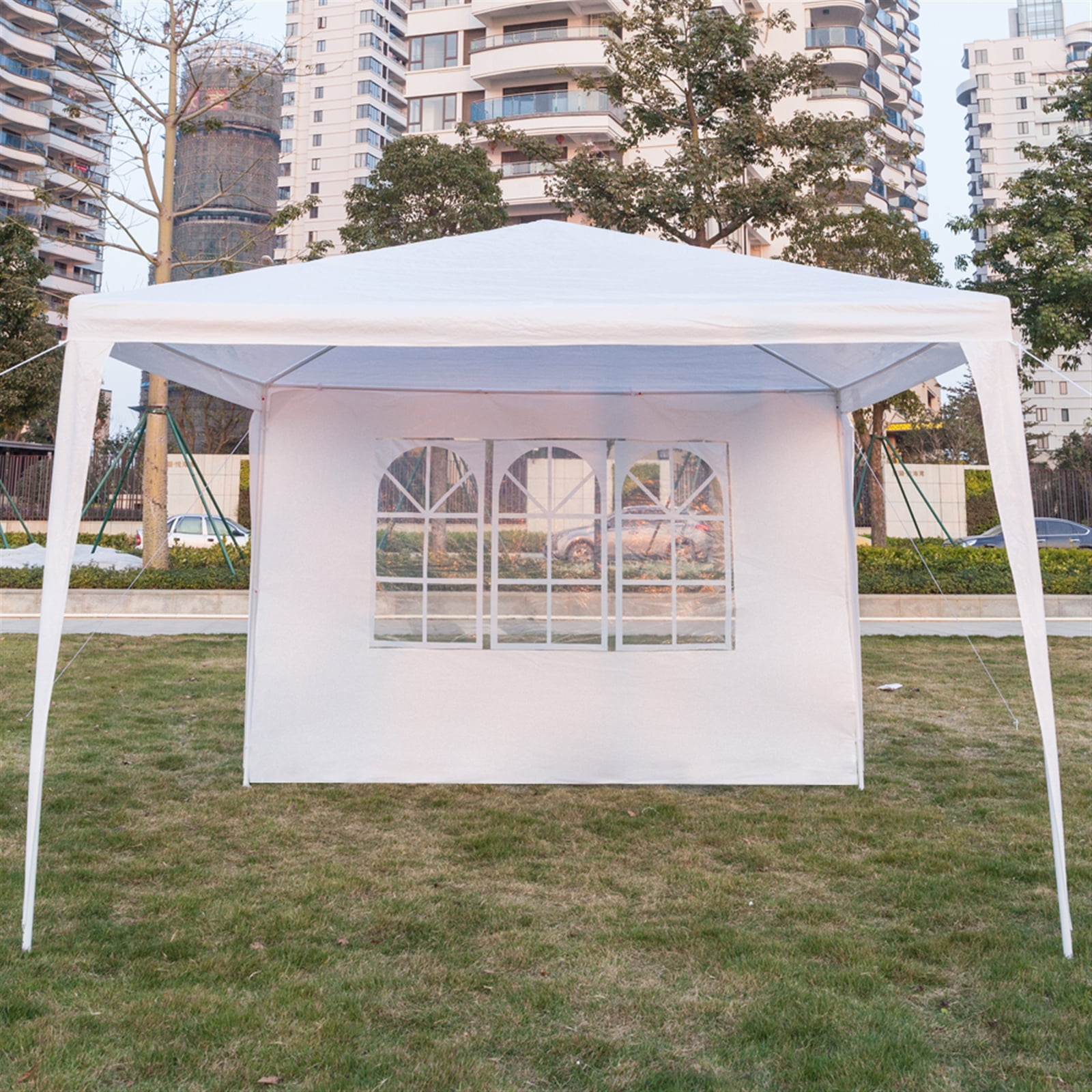 Kepooman 3 x 3m Portable Home Use Waterproof Canopy, Outdoor Sun Shelter with Two Doors & Spiral Tubes for Party/ Exhibition/ Picnic, White, Four Sides Kepooman 3 x 3m Portable Home Use Waterproof Canopy, Outdoor Sun Shelter with Two Doors & Spiral Tubes for Party/ Exhibition/ Picnic, White, Four Sides