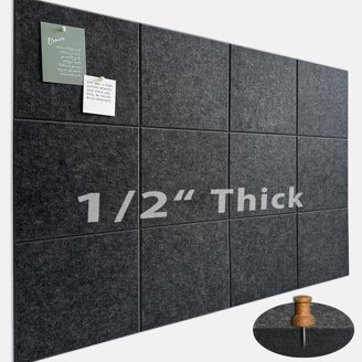 Large Cork Board Alternative - 12 Pack Felt Wall Tiles Office Decor