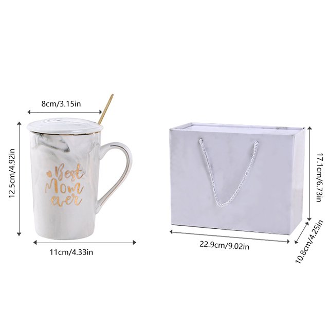 Mother'S Day Love Cup Pink Gift Box Clearance!Mother’S Day Heartwarming Set: Exquisite Patterned Ceramic Mug with Lid and Gold Spoon in Two Stylish Designs Perfect for Celebrating Mom’S Love