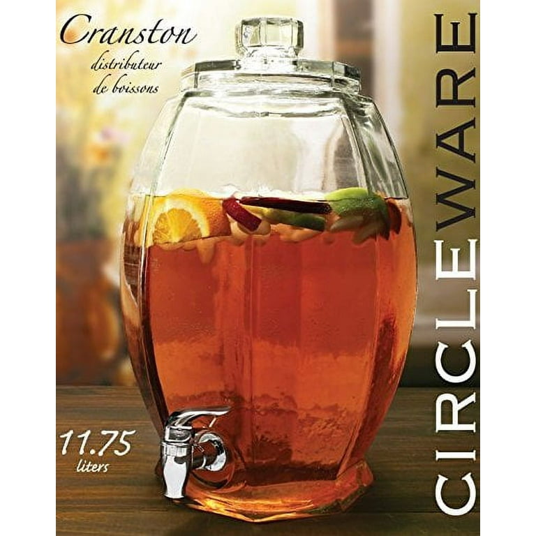 Circleware Clear Carafe Drink Pitcher New Fun Party Entertainment Home and Kitchen Beverage for Water, Juice, Beer, Punch, Iced Tea, Kombucha, Cold