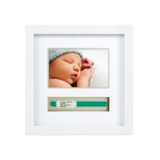 Pearhead Hospital ID Bracelet 4" X 6" Photo Frame, White, Newborn