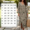 thumbnail image 6 of Xoenoiee Branch Leaves Cherry Blossom Print Womens Summer Beach Dress Plus Size Linen Clothes Boho Casual Long Flowy 3/4 Sleeve V Neck Midi Dresses for Women, S, 6 of 6