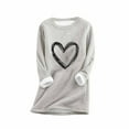 thumbnail image 3 of Aboser Womens Sherpa Lined Sweatshirts Cozy Fleece Loungewear Trendy Heart Printed Pullover Tops Winter Crewneck Long Sleeve Sweatshirt Thermal Casual Undershirts, 3 of 4