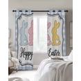 thumbnail image 2 of Happy Easter Blackout Curtains 96 Inch Length 2 Panels Set, Cute Lovely Colorful Rabbits Silhouette Blue Plaid Full Shading Curtains for Windows, Blackout Curtains for Bedroom Living Room 52"x96", 2 of 8