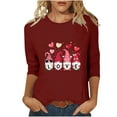 thumbnail image 2 of RKSTN Valentine's Day 3/4 Sleeve Tops for Women Oversized Crewneck Valentines Graphic Print Short Sleeve T Shirt Womens Casual Solid Round Neck Loose Comfy Three Quarter Sleeve Shirt Spring Clothes, 2 of 7