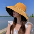 thumbnail image 6 of Women's Sun Hat Large Brim Foldable Breathable Floppy UV Bow Tie Decor Women Sunscreen Summer Hat Beach Cap, 6 of 8