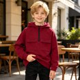 thumbnail image 6 of ITSAME Boys Half Zip Fleece Hoodie Pullover Long Sleeve Loose Fit Casual Fashion Sweatshirt with Chest Pockets Size 8, 6 of 9