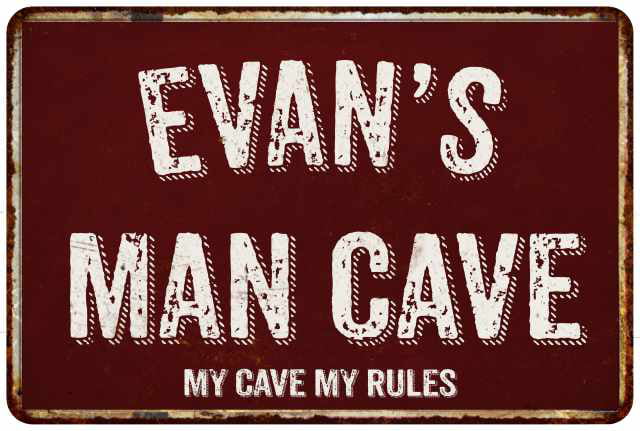 OTGM-0312 STOP EVAN'S MAN CAVE Tin Rustic Sign Man Cave Decor Gift Ideas