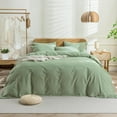 thumbnail image 1 of Housse de Couette Verte Taille Grand - Couette Texturée Effet Lin, 1 of 9