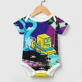 thumbnail image 3 of Geometry Dash Baby Boy Girl Short Sleeve Romper Clothing Set Print Cartoon Baby Summer One Piece Jumpsuit, 3 of 8
