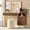 Brown, variant on Laisnet Fluted Makeup Vanity Table with Glass Top, 5X Magnifying Mirror & 3-Color LED Lights, Adjustable Shelves, Charging Station & Hair Dryer Holder for Femal Gift