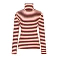 thumbnail image 4 of Jinhomg Womens Striped Shirt Slim Fit Comfy Long Sleeve Turtle Neck Tops Lightweight Casual Spring Pullover Ladies Trendy Outfit Beige M, 4 of 10
