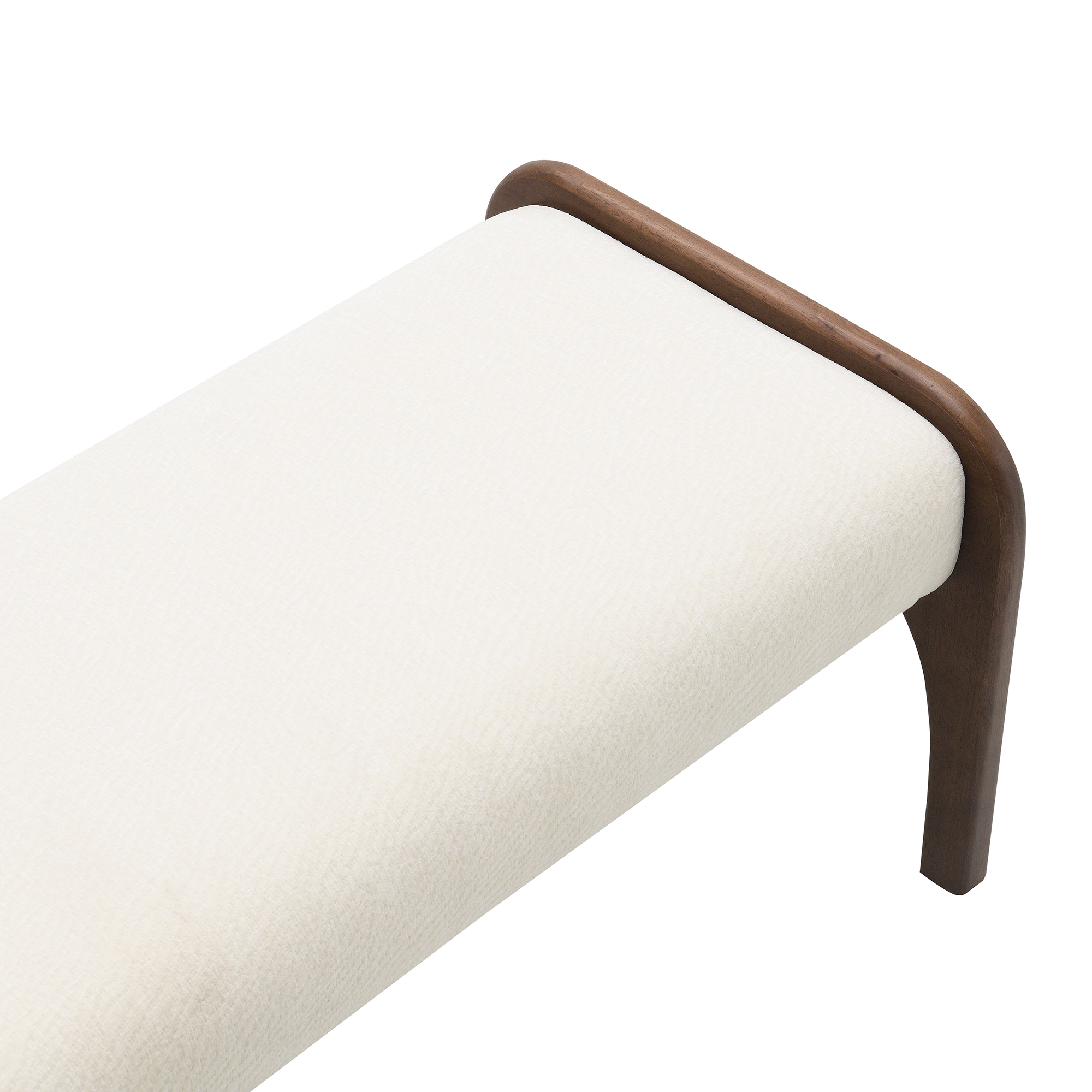 HOQBN Upholstered Long Bench, Modern Dining Bench with Soft Chenille Fabric &Rubber Wood Legs for Kitchen Table, Bedroom, Entryway Beige