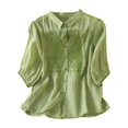 thumbnail image 2 of Antinious Sweatshirt for Women,Tops for Women Trendy,Ladies Casual Short Sleeve Collared Loose Solid Shirts Blouse,Green,XL, 2 of 5