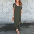 thumbnail image 4 of adviicd Robes pour Femmes Robe d'Été Décontractée Florale Col en V Manches Courtes Fendue Plage Longues Robes AG,S, 4 of 5