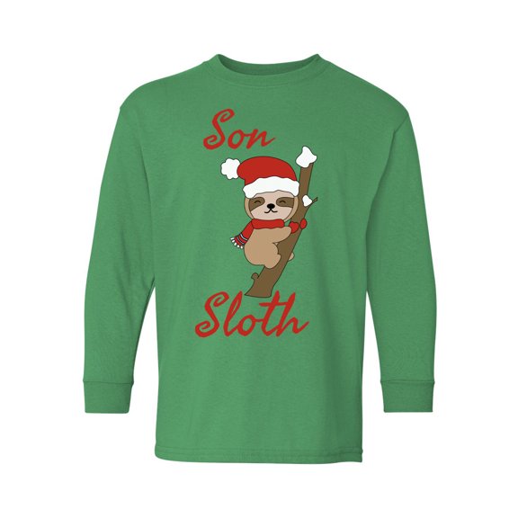 Awkward Styles Christmas Long Sleeve Shirt for Kids Youth Boys Xmas Son Sloth Shirt