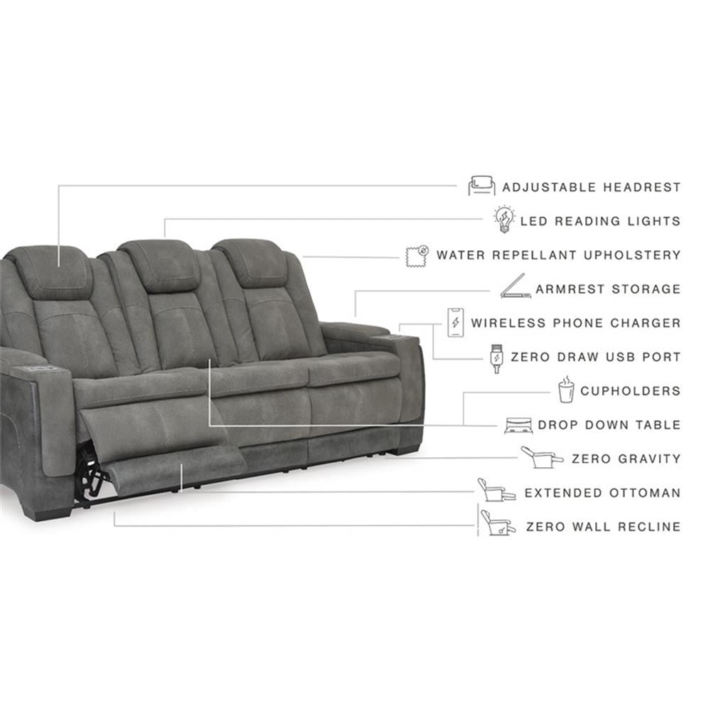Ashley Furniture Next-Gen DuraPella Faux Leather Power Reclining Sofa in Gray
