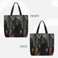 thumbnail image 2 of Fotbe Black And Gold White Horse Bolsa Tote con Estampado para Mujer, Bolsos con Cremallera, Bolsa de Hombro Casual de Gran Capacidad con Bolsillos Internos, 2 of 7