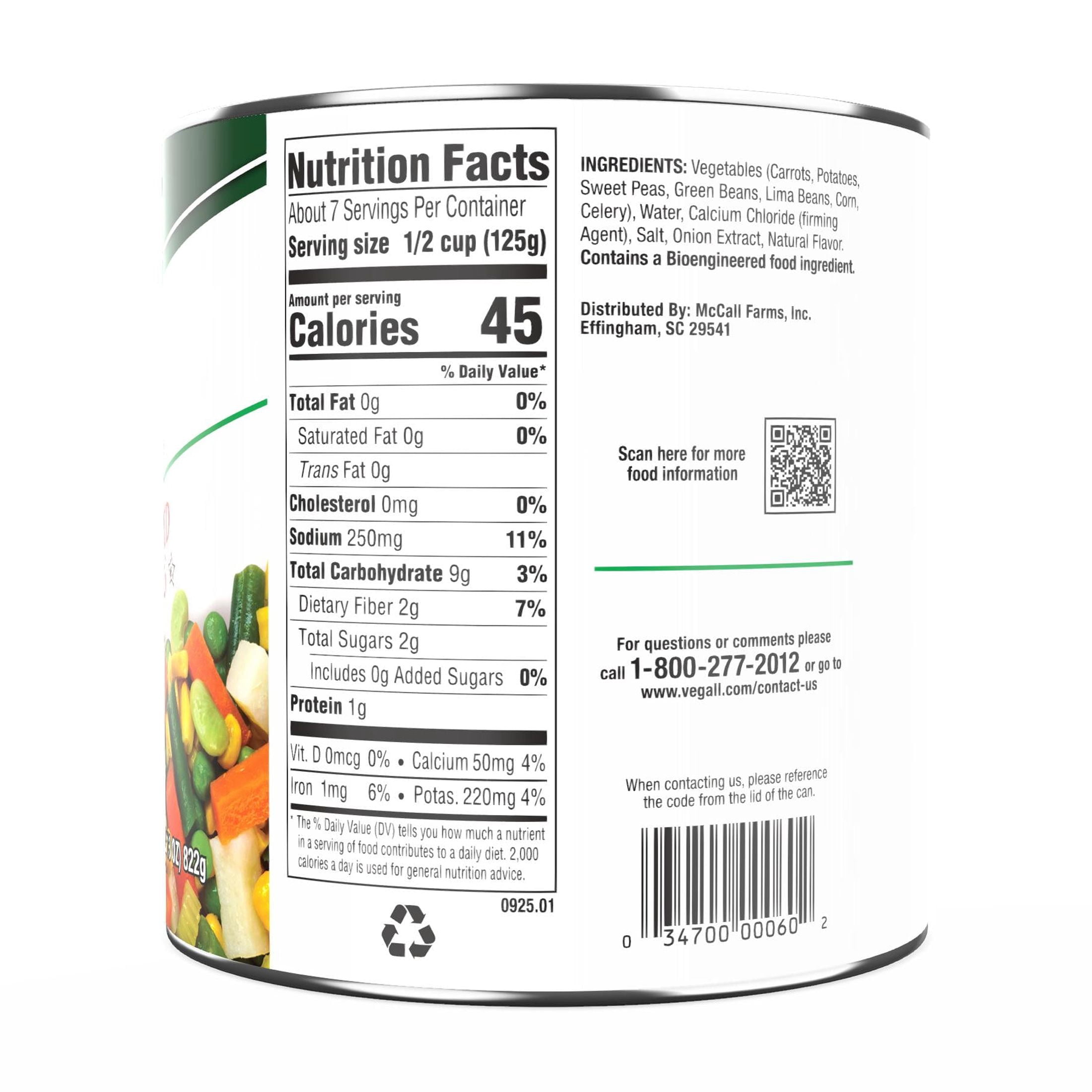 (2 pack) Veg-All Original Mixed Vegetables, 29 oz., Can