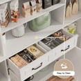 thumbnail image 3 of TOLEAD Adjustable Shelves Kitchen Hutch MDF Board/Tempered Glass White, 15.8" x 63" x 70.9", 3 of 7