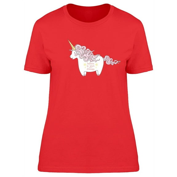 Pink Chubby Unicorn With Quote T-Shirt Women -Image by Shutterstock, Female Large