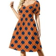 thumbnail image 3 of Orange & Navy Blue Quatrefoil Pattern Dress dress women summer 2024 Dresses for wedding party Long dress, 3 of 7