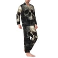 thumbnail image 2 of Fotbe Gold Pattern Skull Pattern Long Sleeve Pajama Set for Men,Sleepwear Set,2-piece Loungewear Set,Soft PJs Comfy Nightwear with Pockets-XX-Large, 2 of 7