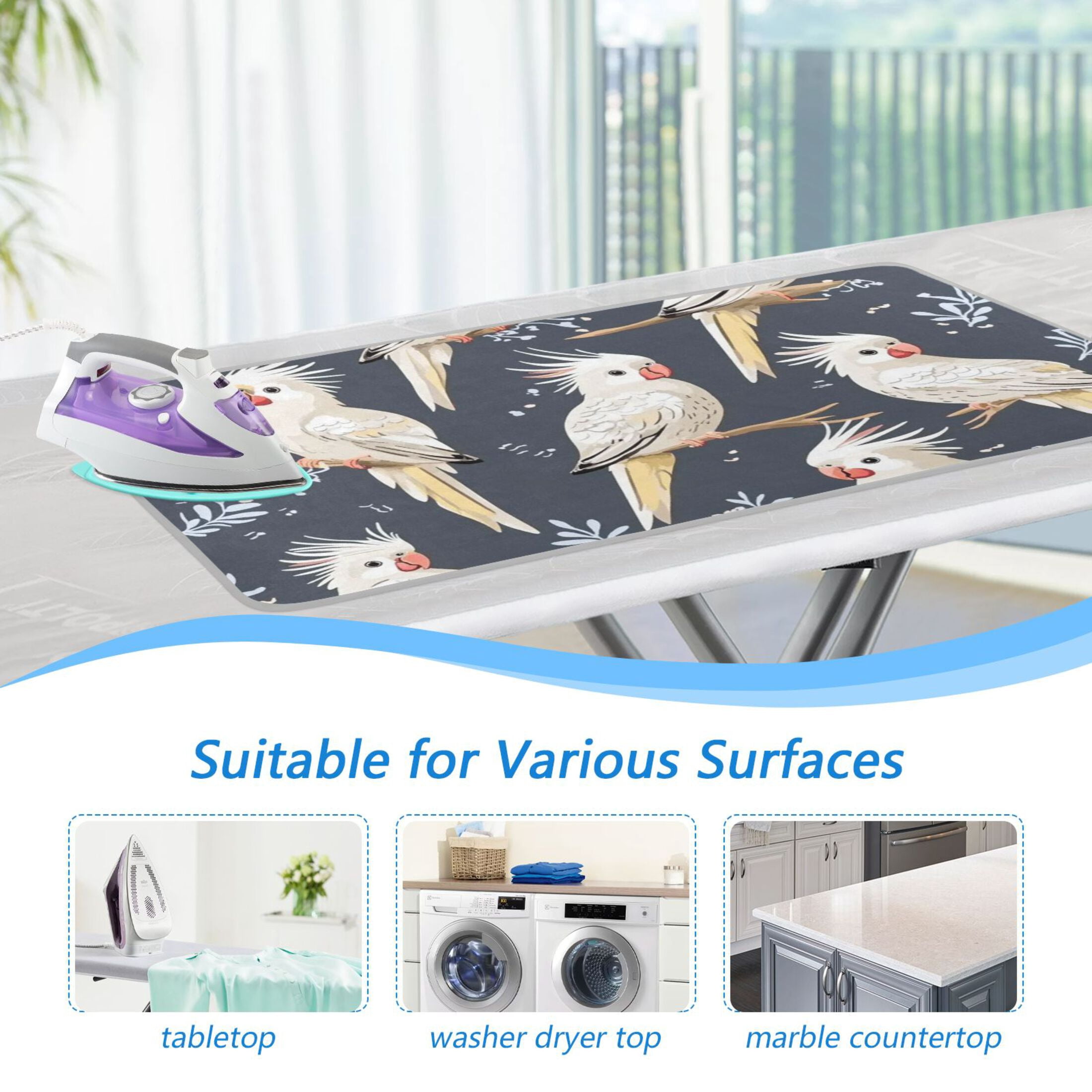 Simple Birds Pattern Ironing Mat Blanket for Table Top Travel Portable Ironing Board Pad 47.2x27.6 Inch