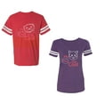 thumbnail image 1 of My Dog Cat Think I am Cool Unisex Couple Matching Cotton Jersey style T-Shirt Contrasting stripes on sleeves (Men Red / Women Purple) (Men M / Women S), 1 of 3