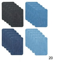 Exceptional Quality Iron-On Jean Patches Repair Kit. Inside & Outside. Made With The Strongest Glue, 100% Cotton Assorted Shades Of Blue. 20 Pieces