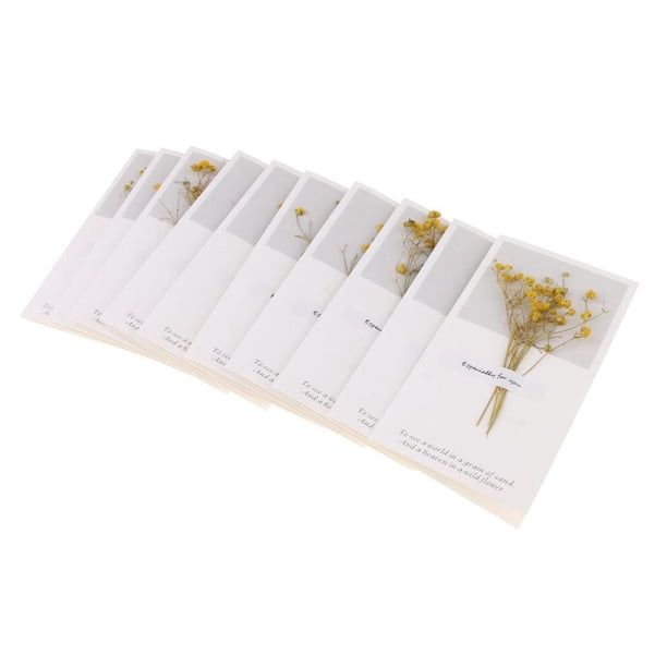 10 tarjetas de felicitación de flores secas vintage, tarjetas de agradecimiento, boda de Navidad amarillo Colcomx tarjetas de felicitación en blanco