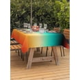 thumbnail image 3 of Outdoor Tablecloth with Umbrella Hole for Patio/Picnic/Party/Camping, Orange Black Teal Ombre Waterproof Table Cloth Rectangle Table Cover Washable, Contemporary Gradient Abstract (54"x 80"), 3 of 8