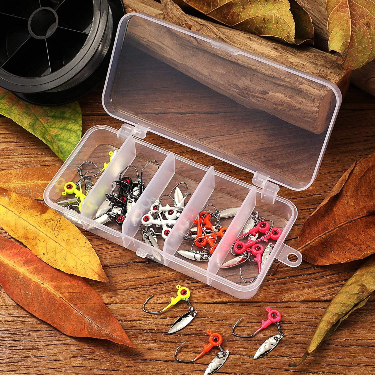 50 Pack Fishing Jig Heads Kit Fishing Hook Lure Jigs Fishing For Bass Crappie