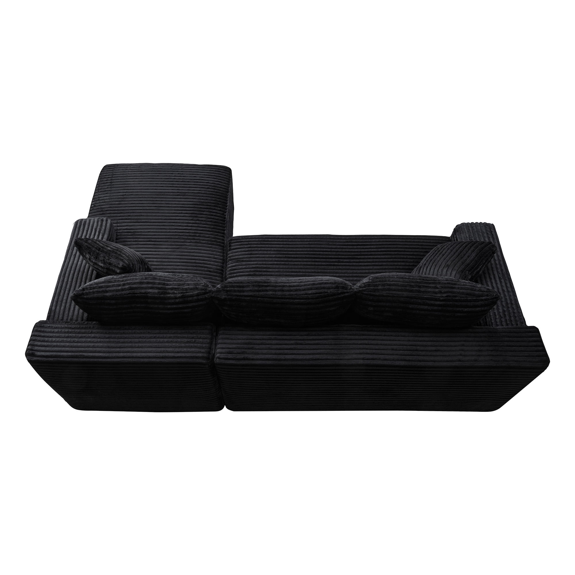 106.3 Inch Cloud Modular Sectional Sofa Couch with L-Shape Chaise, Deep Seat Corner Couch with Reversible Chaise Lounge for Living Room No Assembly, Black