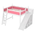 thumbnail image 5 of Leumius Full Loft Bed Frame with Storage Shelves and Wardrobe, Solid Wood Loft Bed with Detachable Slide and Ladders for Kids Teens Adults Pink and White, 5 of 8