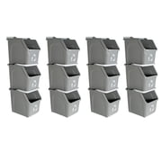 Sturdy Essentials 6 Gallon Stackable Recycling Bins for Homes, Garages, Offices Made of 100% Recycled Plastic - (Grey, 12 Pack)