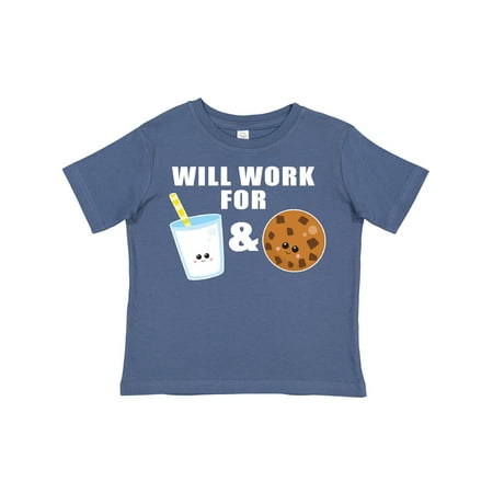 

Inktastic Will Work for Milk and Cookies Clipart Gift Toddler Boy or Toddler Girl T-Shirt