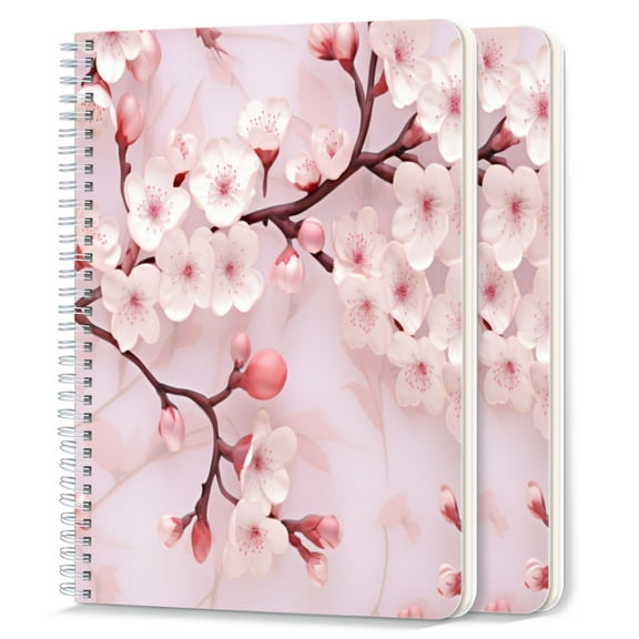 Spiral Notebook,College Ruled Journal,8.26" x 5.71" 50 Sheets/100 Pages,2 Pack - Spring Pink Cherry Blossom