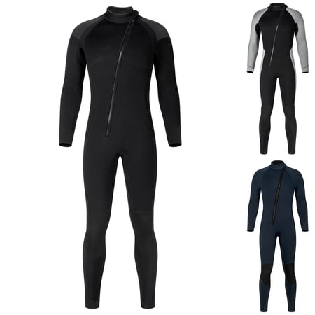 nerohusy Mens Full Body Diving Suit 3MM Neoprene Surfing Wetsuit Diagonal Zip Winter Swimming Suit Gray XXL