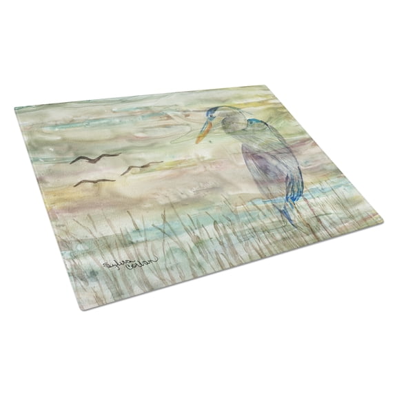 Blue Heron Sunset Glass Cutting Board Large