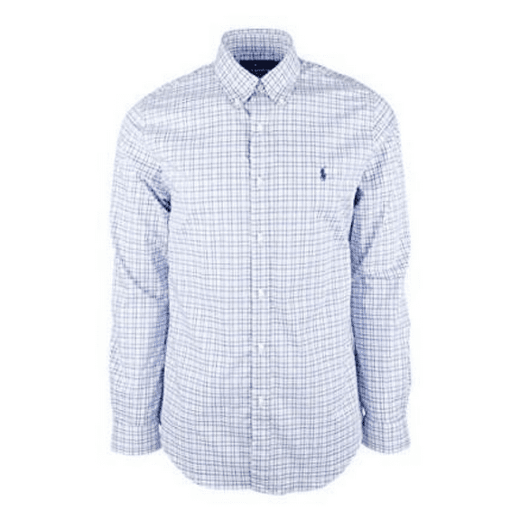 $98 Polo Ralph Lauren Men's Plaid Stretch Long Sleeves Shirt , Blue , XL