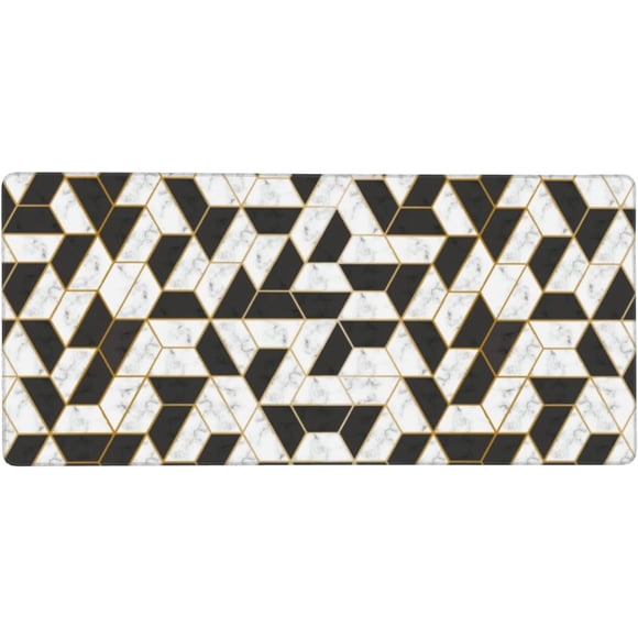 Extended Mouse Pad, Cubes Marble Gaming Mouse Pad, Large Big Mouse Pad Keyboard Mat Desk Pad with Non-Slip Base and Stitched Edge for Work, Game, Office - 35.5" x 16"
