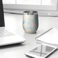 thumbnail image 3 of Floral 12oz Stainless Steel Insulated Wine Tumbler with Lid and Straw – Double Wall Vacuum Mug for Hot & Cold Drinks, 304 Steel Interior, Sweat-Free Design,Thanksgiving,Christmas, Spring,Flower, 3 of 5