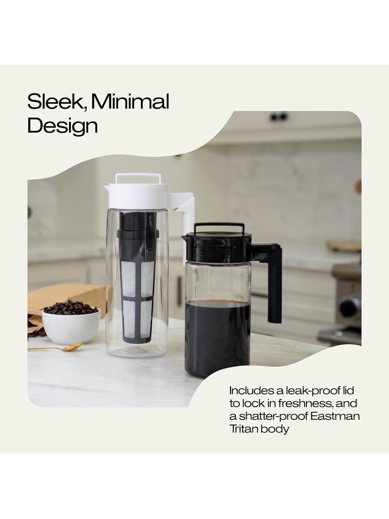 Takeya, Cold Brew Coffee Maker, 2 Quart, Airtight Black Lid